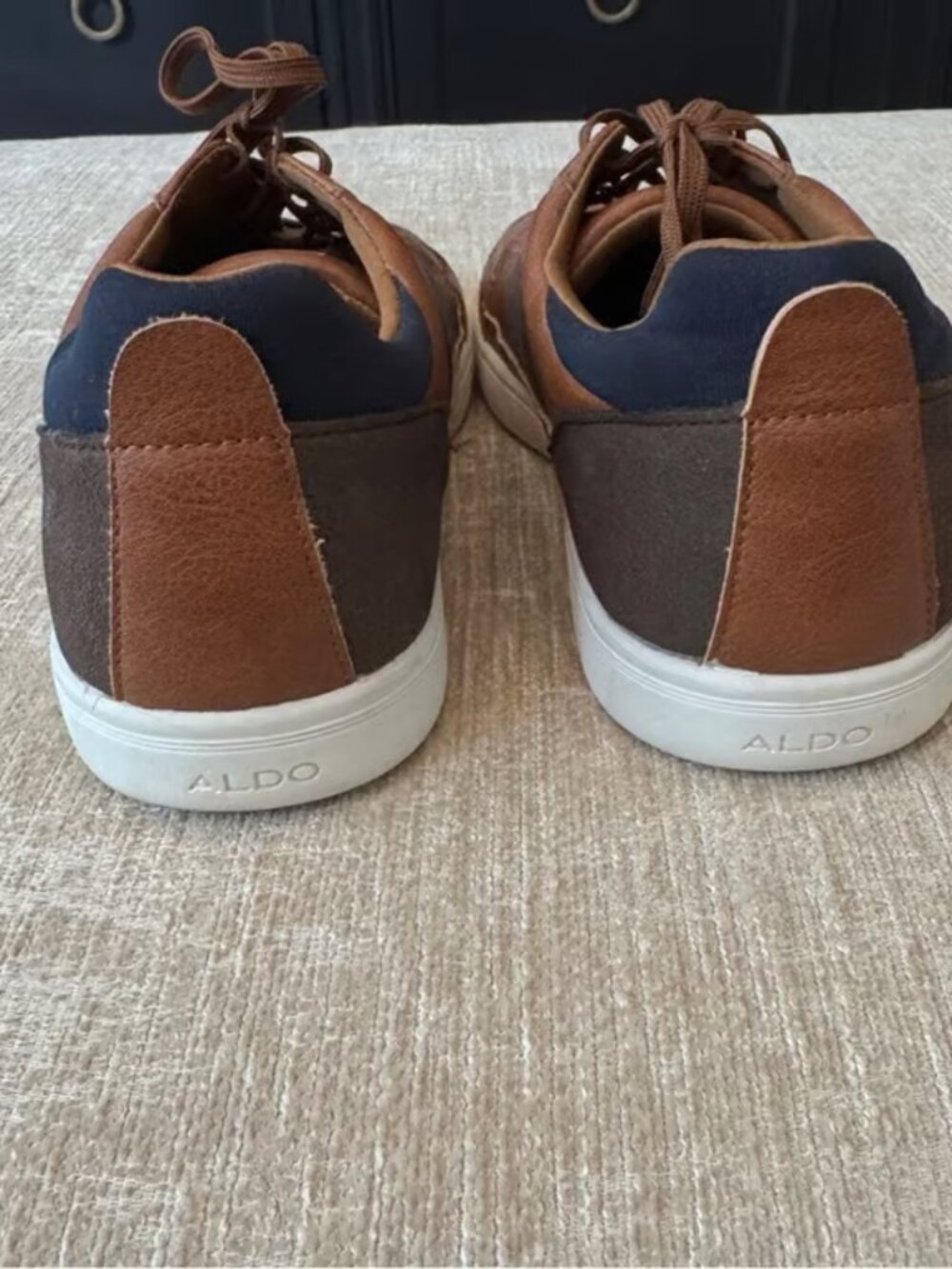 Aldo Men's Leather Brown Cognac Oxford Dress Shoes - Picture 3 of 3